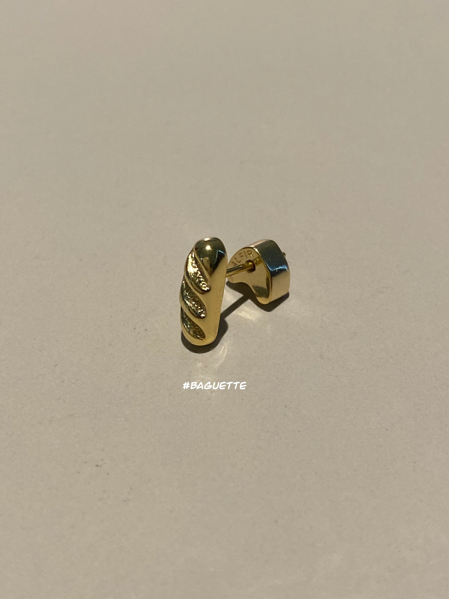 Bakery Earrings Collection - Croissant, Pretzel, Baguette & Bagel Charms in 925 Gold Vermeil - Single Earing