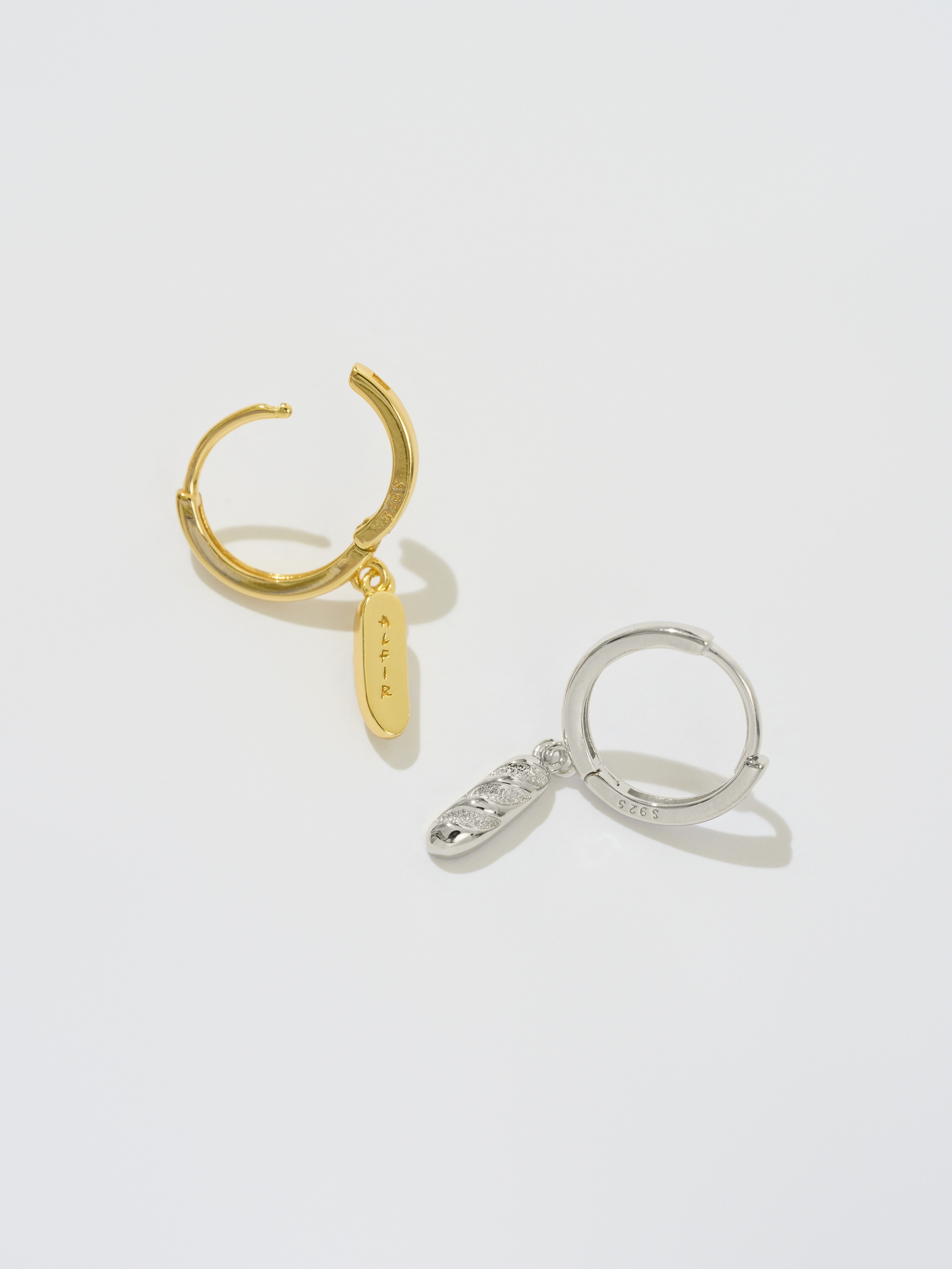 Baguette Pendant Hoop Earring (single)