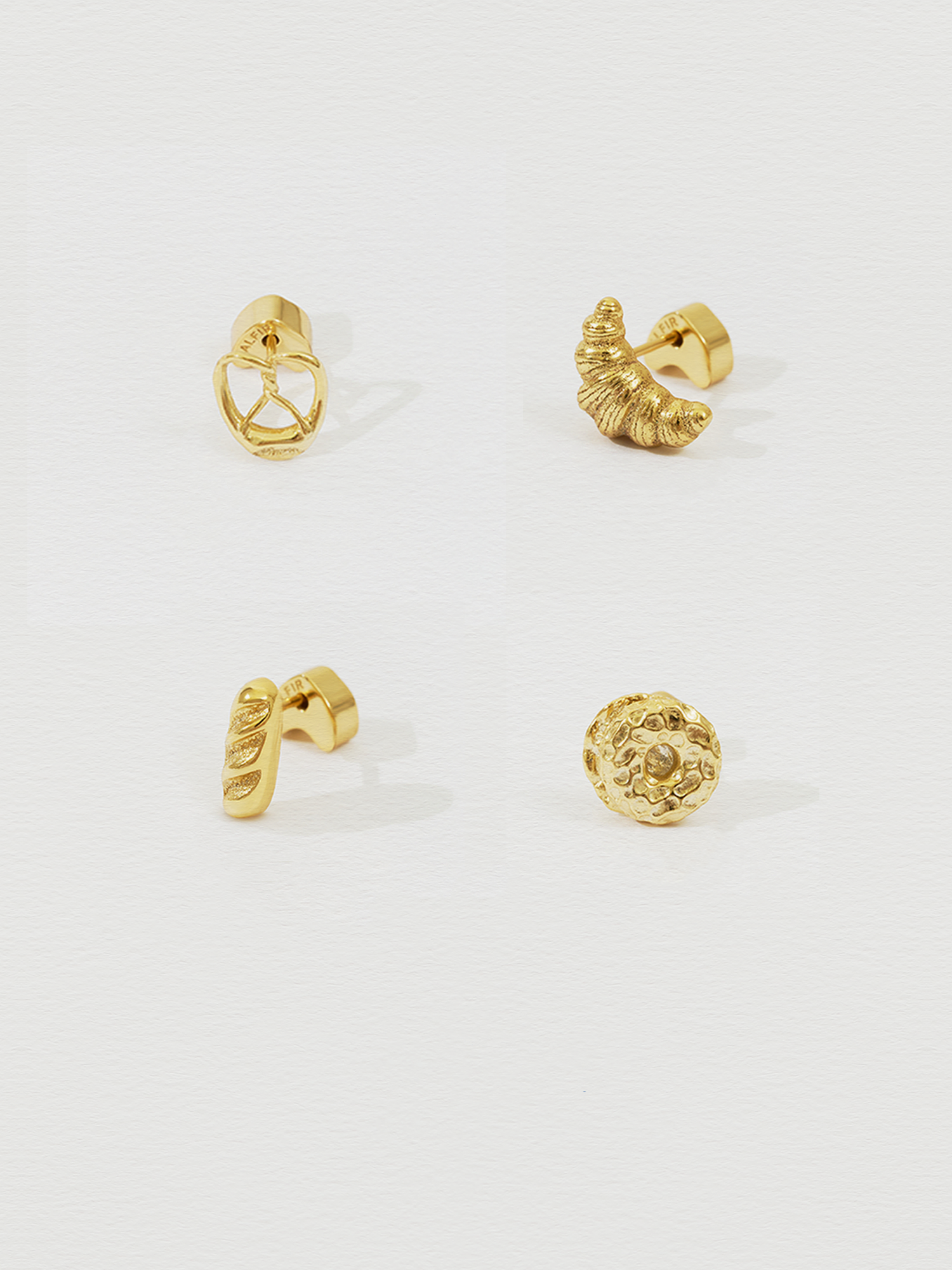 Croissant/Pretzel/Baguette/Bagel Earrings Gold (single)