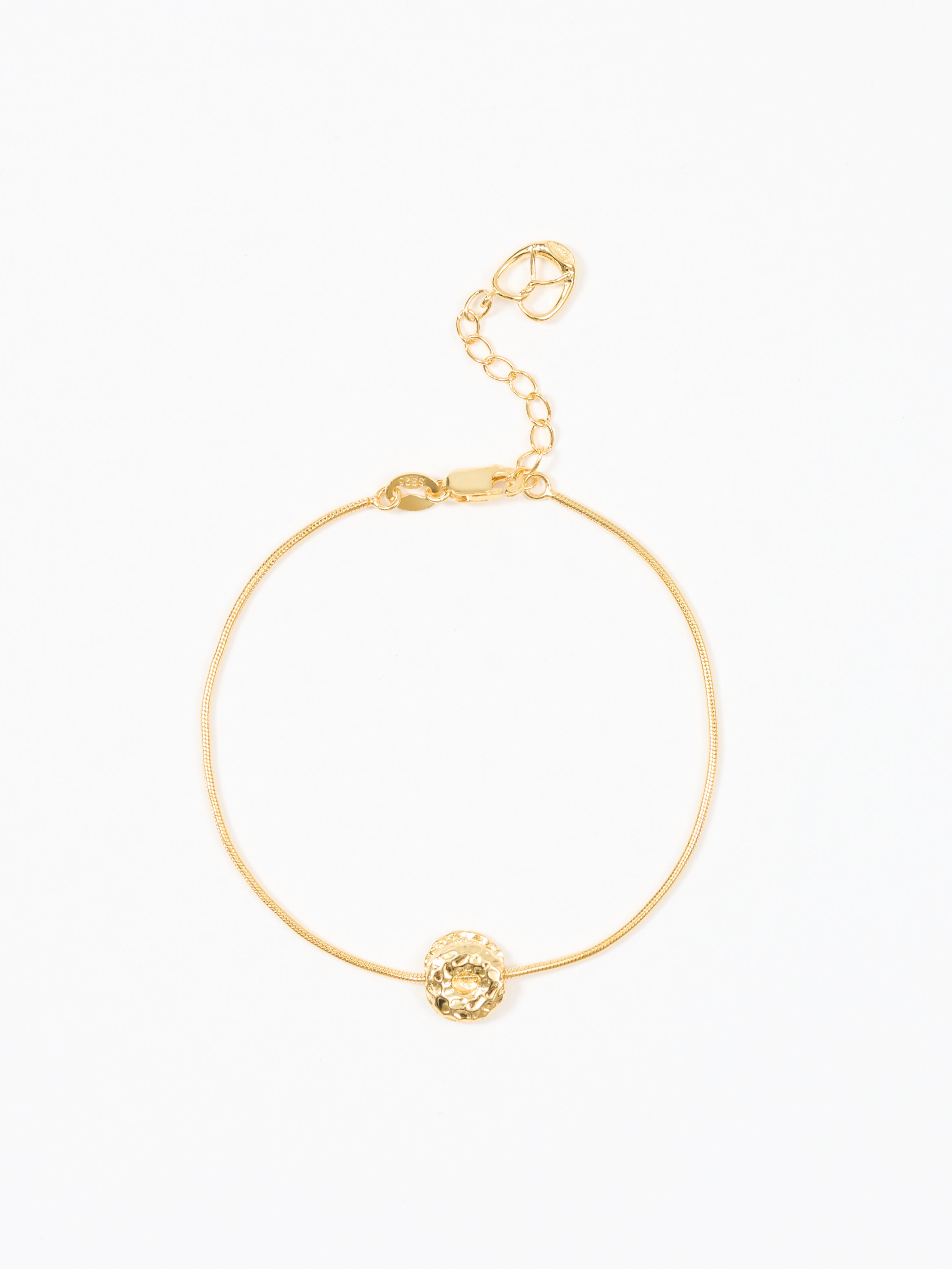 Bagel/Croissant/Baguette Bracelet with pretzel pendant Gold