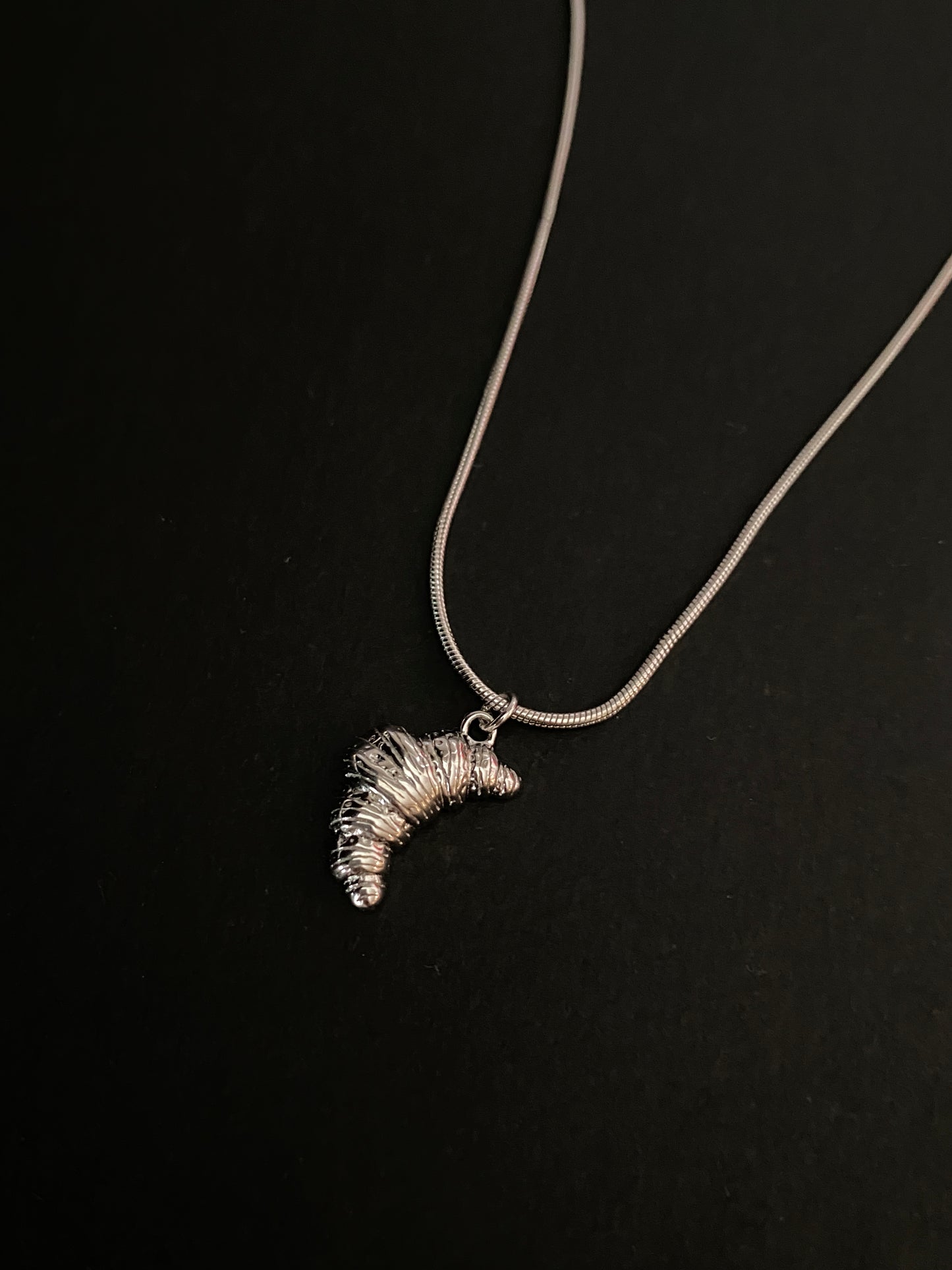 Silver Croissant Necklace - Quirky Bakery Collection by AlfirDesign