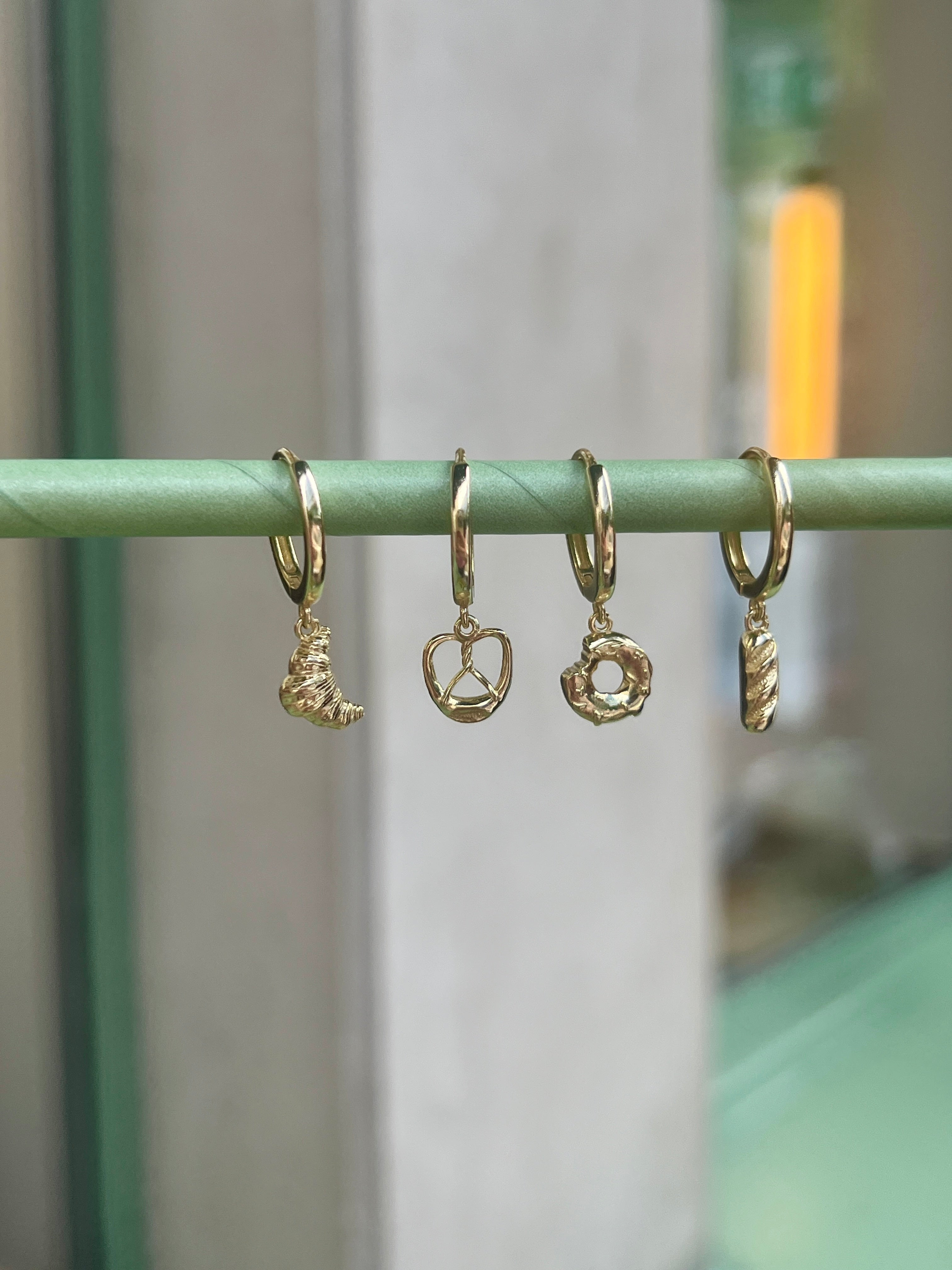 Pretzel Pendant Hoop Earring (single)