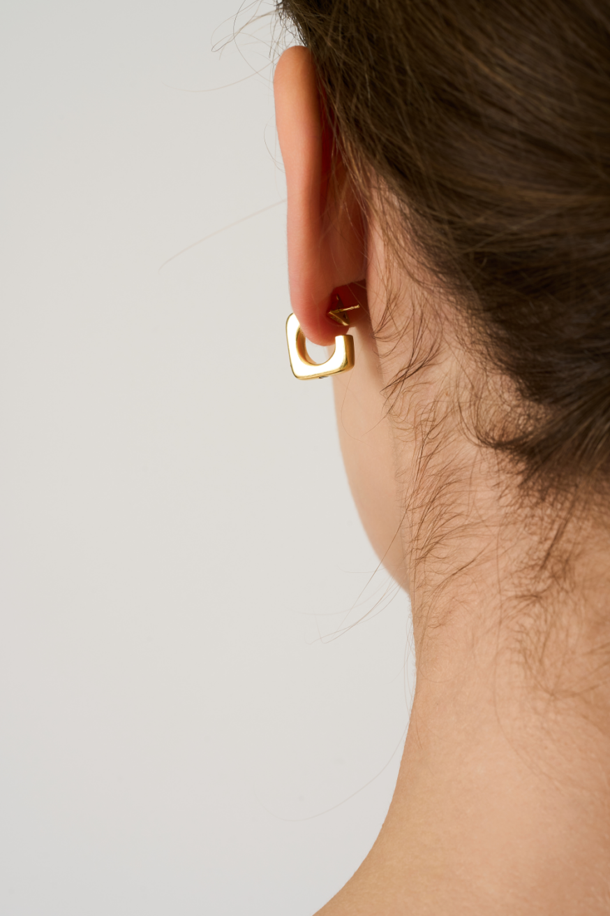 Bold Gold Vermeil Chunky Hoop Earrings with Nano Stones